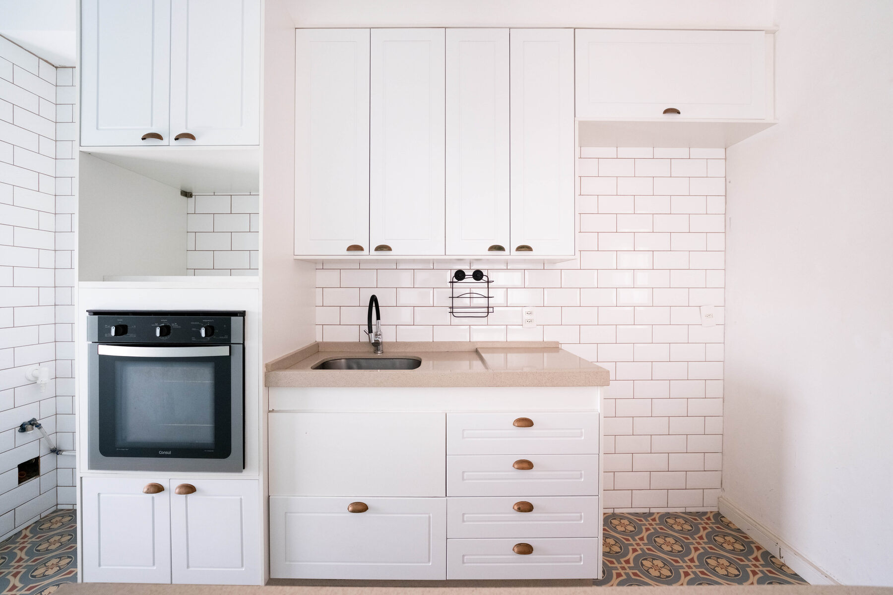Detalhes dos armários da cozinha